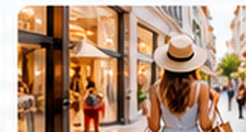 Calle comercial con tiendas y escaparates